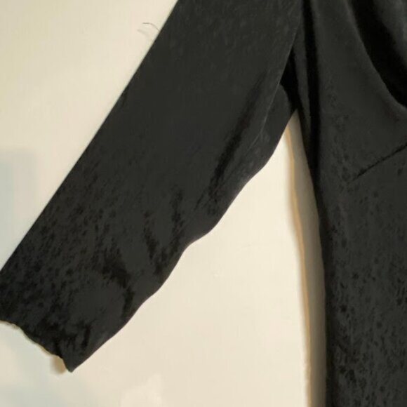 H&M Black Floral Jacquard Knot-Front Women's Midi Dress Size L - Picture 4 of 8